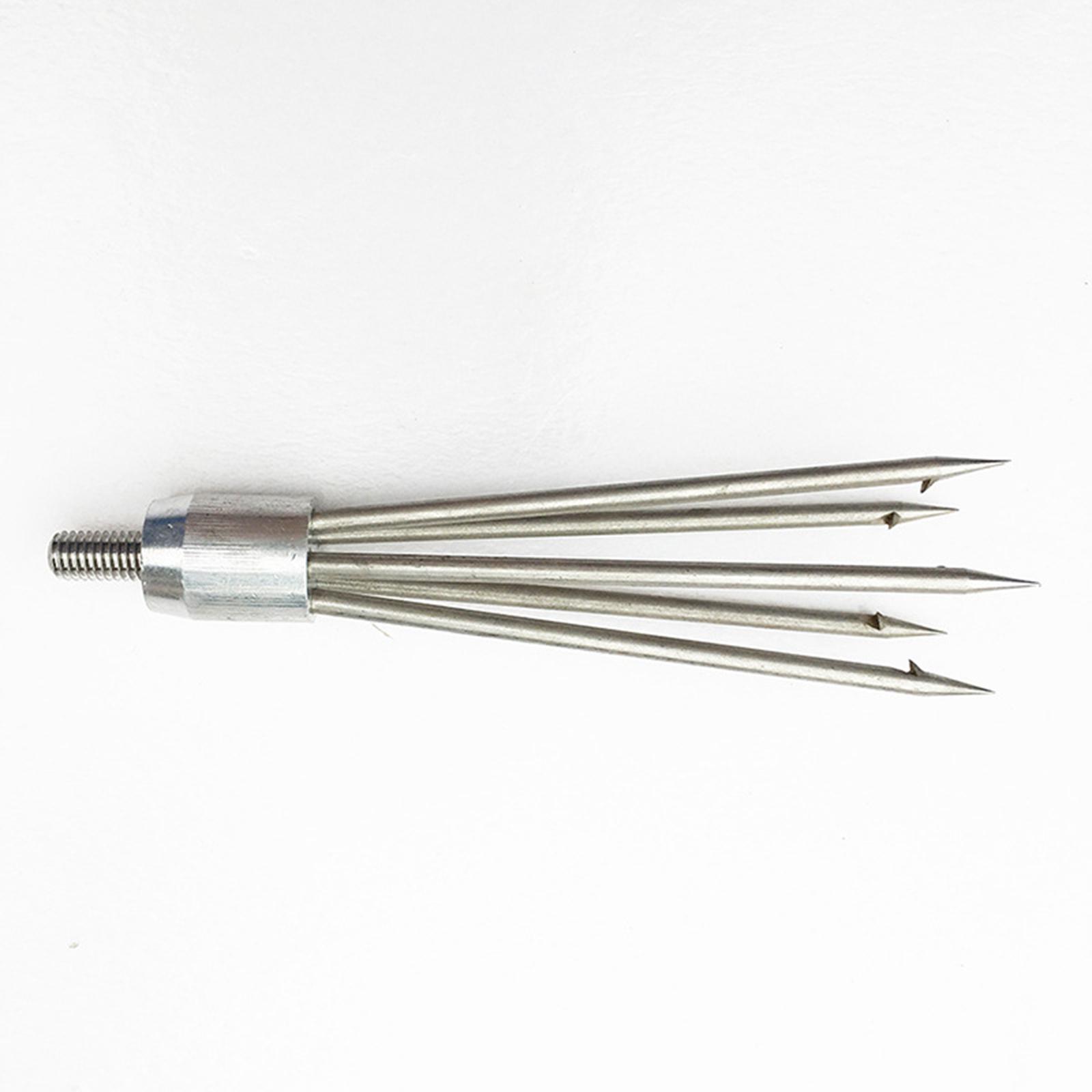 Fishing Rod Spinning - Silberne Outdoor-Angelgabel, Harpunenspitze mit fünf Widerhaken,